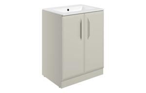 Stafford 615mm Floor Standing 2 Door Basin Unit w/1TH Basin - Matt Latte